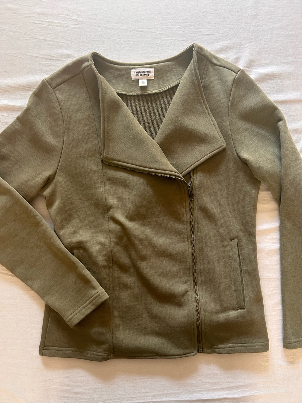 Carlyly Mirand x The Drop Asymmetrical Moto Sweater Jacket - Picture 9 of 9